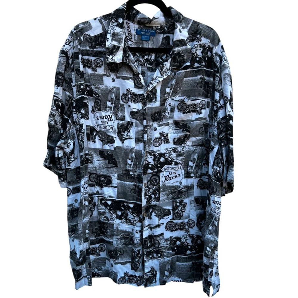 Vintage Graphic Motorcycle Print Shirt 3 XL